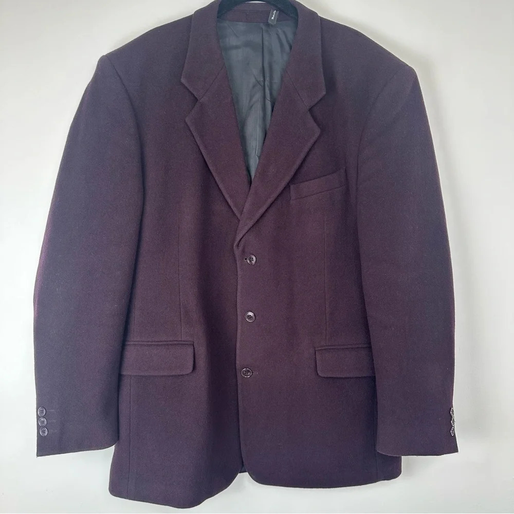 Beroni Men’s Sport Coat Size 42 Long Wine‎ Wool Cashmere Business Casual Office
